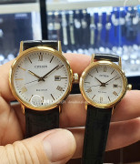 Đồng hồ Citizen Cặp (BM6772-05A - EW1582-03A) Kính Sapphire - Eco-Drive (Năng Lượng Ánh Sáng) Dây Da - Chính Hãng