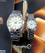 Casio Cặp (MTP-1308SG-7AV - LTP-1308SG-7AV) Quartz (Pin) Dây Kim Loại - Chính Hãng