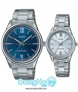 Casio Cặp (MTP-V005D-2B2 - LTP-V005D-2B3) Quartz (Pin) Dây KIm Loại - Chính Hãng