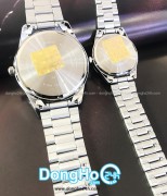 Casio Cặp (MTP-V005D-2B1 - LTP-V005D-2B1) Quartz (Pin) Dây KIm Loại - Chính Hãng