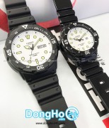 Casio Cặp (MRW-200H-7E - LRW-200H-7E) Quartz (Pin) Dây Cao Su - Chính Hãng