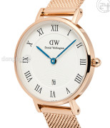 Đồng hồ Daniel Wellington Petite Roman Numerals Date Rose Gold DW00100856 - Nữ - Quartz (Pin) Dây Kim Loại - Chính Hãng - Size Mặt 28mm