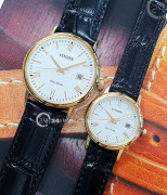 Đồng hồ Citizen Cặp (BM6772-05A - EW1582-03A) Kính Sapphire - Eco-Drive (Năng Lượng Ánh Sáng) Dây Da - Chính Hãng