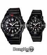 Casio Cặp (MRW-200H-1B - LRW-200H-1B) Quartz (Pin) Dây Cao Su - Chính Hãng