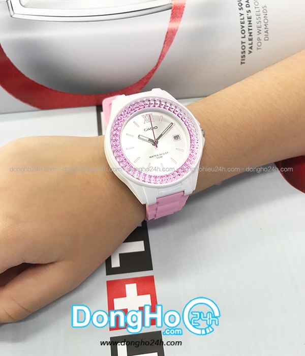 Casio Lx 500h 4e3vdf Nữ Quartz Pin Day Cao Su Su Chinh Hang
