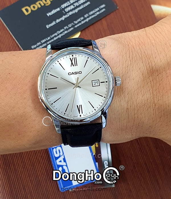 Casio MTP-V002L-7B3: Orologio Uomo Classico, Pelle Nera E Quadrante Argento