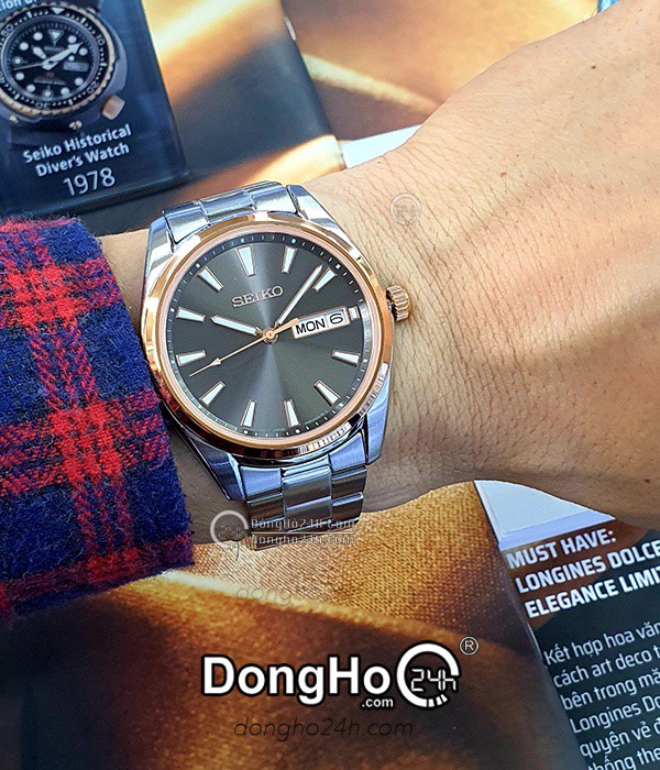 ng h Seiko SUR344P1 Nam Kinh Sapphire Quartz Pin Day Kim Lo i Chinh Hang