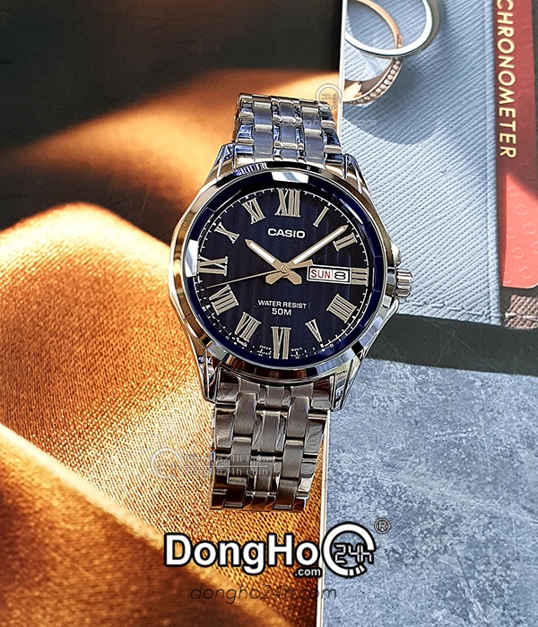 Casio MTP E131DY 2AV Nam Quartz Pin Day Kim Lo i Chinh Hang