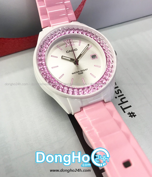 Casio Lx 500h 4e3vdf Nữ Quartz Pin Day Cao Su Su Chinh Hang