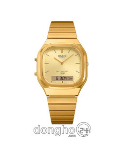 Đồng hồ Casio Vintage AQ-240DG-9ADF - Unisex - Quartz (Pin) Dây Kim Loại - Chính Hãng - Size Mặt 35.8mm