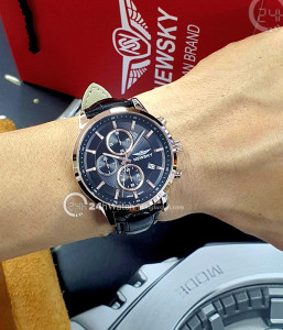Đồng hồ Newsky NS6005G.L04 - Nam - Kính Sapphire - Quartz (Pin) Dây Da - Chính Hãng - Size 42mm