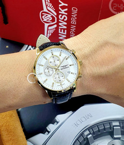 Đồng hồ Newsky NS6005G.L02 - Nam - Kính Sapphire - Quartz (Pin) Dây Da - Chính Hãng - Size 42mm