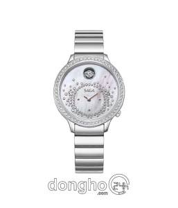 Đồng hồ Saga Heartbeat Signal 53766-SVMWSV-2 - Nữ - Kính Cứng - Quartz (Pin) Đính Đá Pha Lê Danube - Mặt Số 34mm