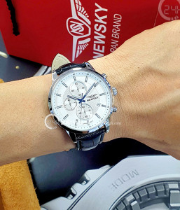 Đồng hồ Newsky NS6005G.L01 - Nam - Kính Sapphire - Quartz (Pin) Dây Da - Chính Hãng - Size 42mm