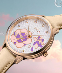 Đồng hồ Saga Chroma Dance 54390-LGWTYL-2 - Nữ - Quartz (Pin) - Mặt Số Đổi Màu - Đính Pha Lê - Size Mặt 34mm