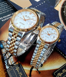 Đồng hồ Olym Pianus Cặp (OP89322GSR-T-CV - OP68322L29SR-T-CV) Kính Sapphire - Quartz (Pin) Dây Kim Loại - Chính Hãng - Size Mặt (40mm - 30mm)