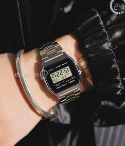 Đồng hồ Casio A158WEA-1DF - Unisex - Quartz (Pin) Dây Kim Loại - Chính Hãng - Size 33.2*36.8 mm